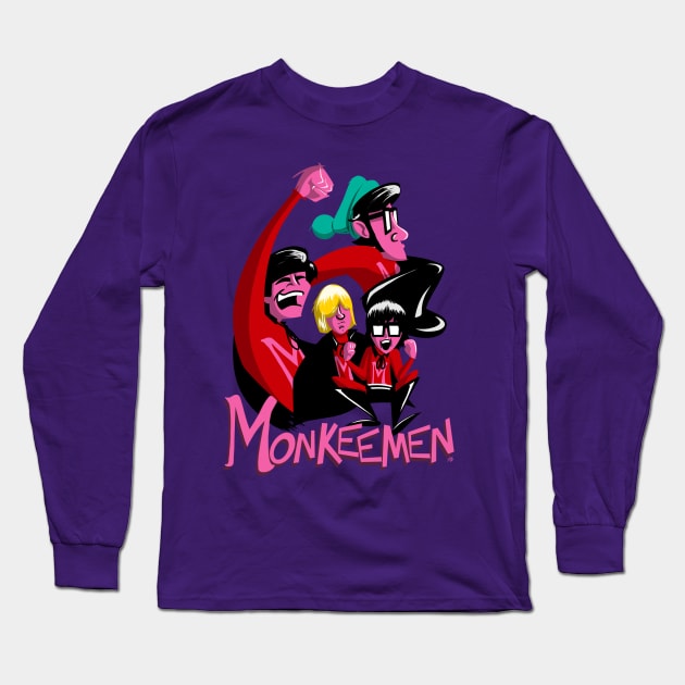 Monkee Men Pop Art Long Sleeve T-Shirt by UzzyWorks